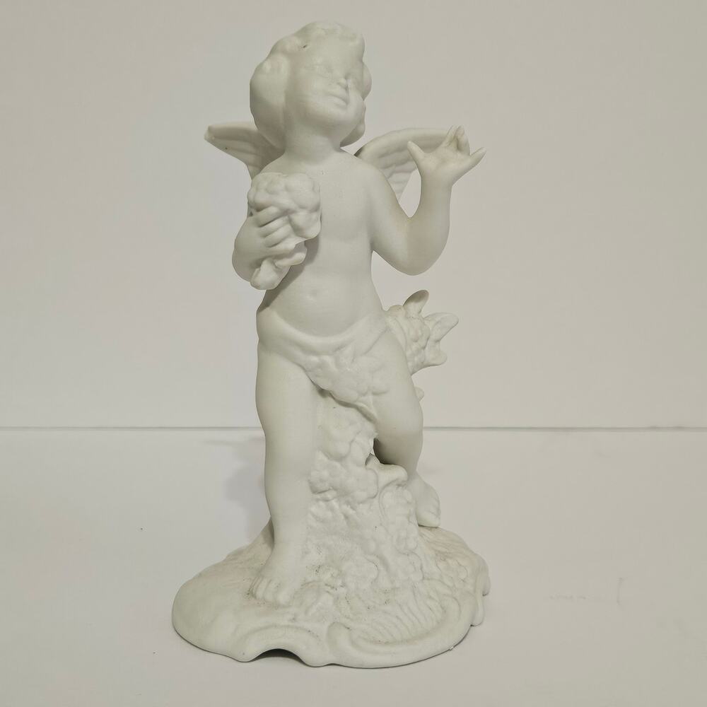 Vintage Dresden Spring Flowers Cherub 730a - Mid-Century Angel Bisque Retired